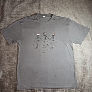 "Rolling with my Homies" Dancing Skeletons  Xmas T-shirt XL